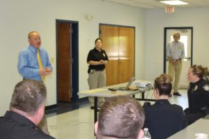 Sergeant Josh Hayes of the Alamance County Sheriff’s office and Assistant Chief Beck Dixon of the Gibsonville Police Department
